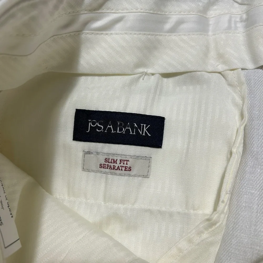 Jos. A. Bank Dress Pants 33x30 White Slim Fit Linen Cotton Flat Front New NWT